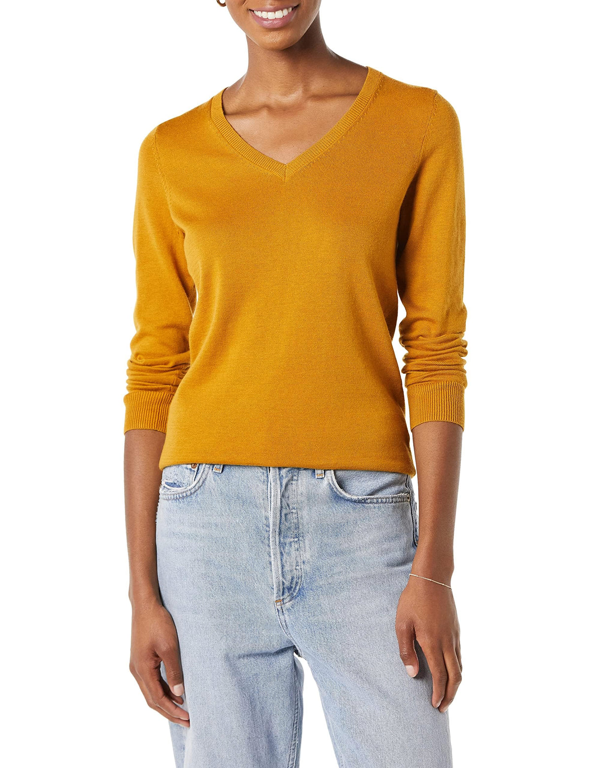 Amazon Essentials Women's Regular-Fit Lightweight Long-Sleeve V-Neck Jumper