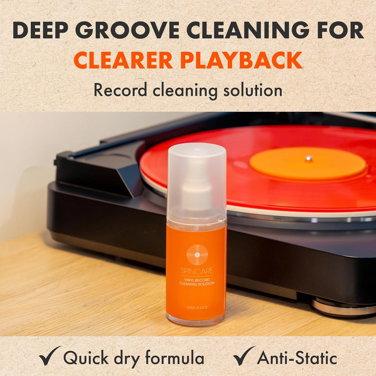 SPINCARE Vinyl Record Cleaner Kit | 5-in-1 Essentials Vinyl Cleaning Set