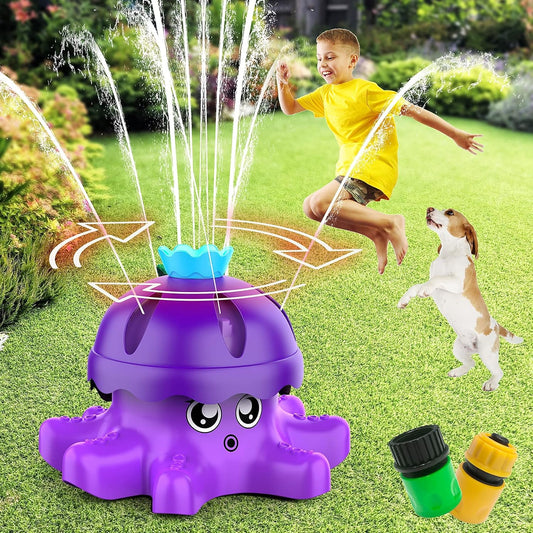 Outdoor Toys for Boy Girls, Water Spray Sprinkler for Kids Toddlers, Garden Spinning Sprinkler Toys, 2 Hose Adapters for Water Fun, 360° Water Spray, Summer Toys for 3 4 5 6+ Year Old, Fits All Hoses