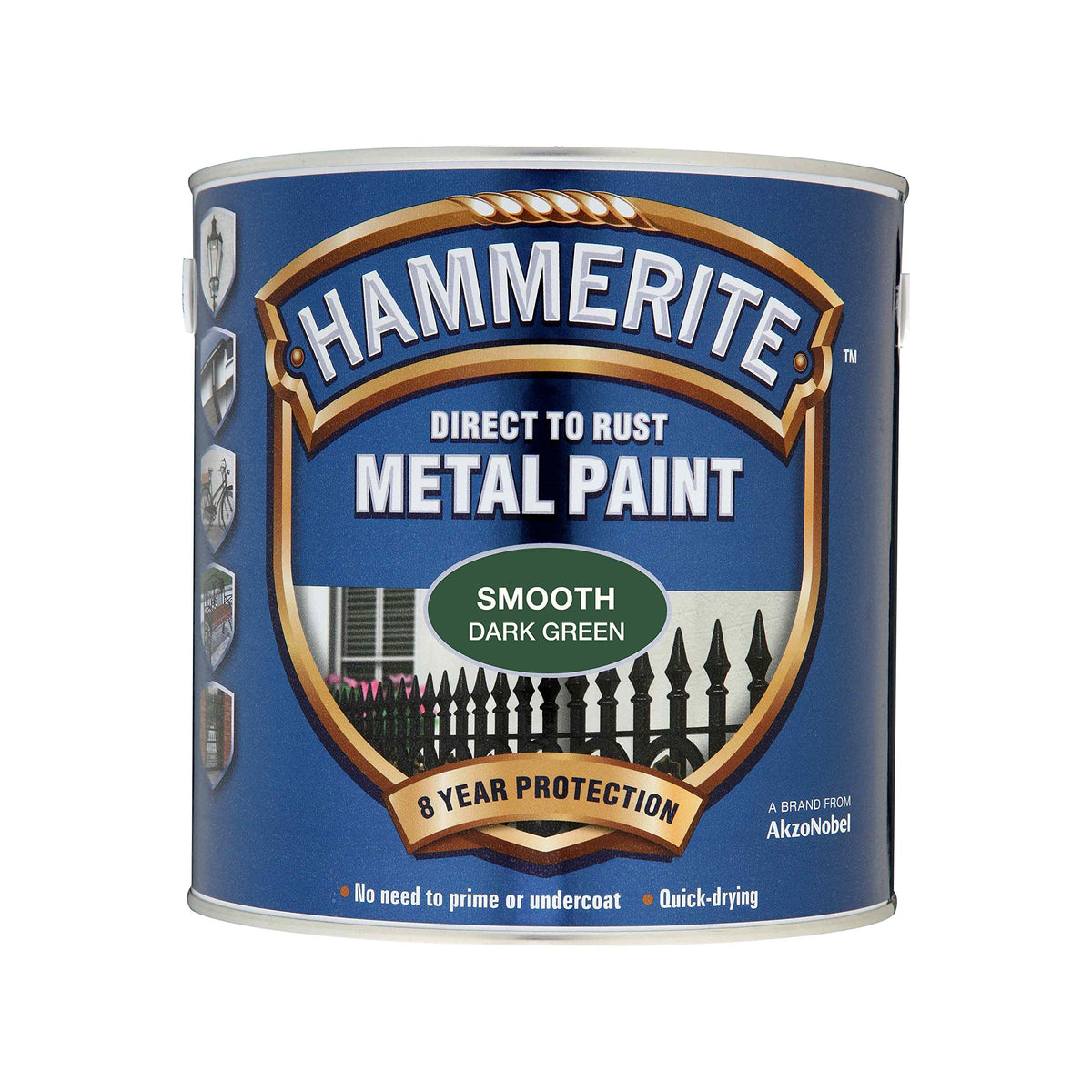 Hammerite Direct to Rust Metal Paint - Smooth Black Finish 250ML, 5084863