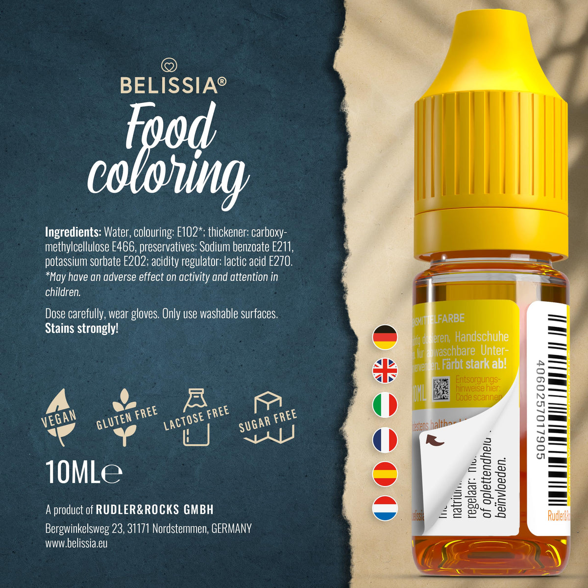 Belissia Liquid Food Colouring Rosa 10ml for Cooking and Baking