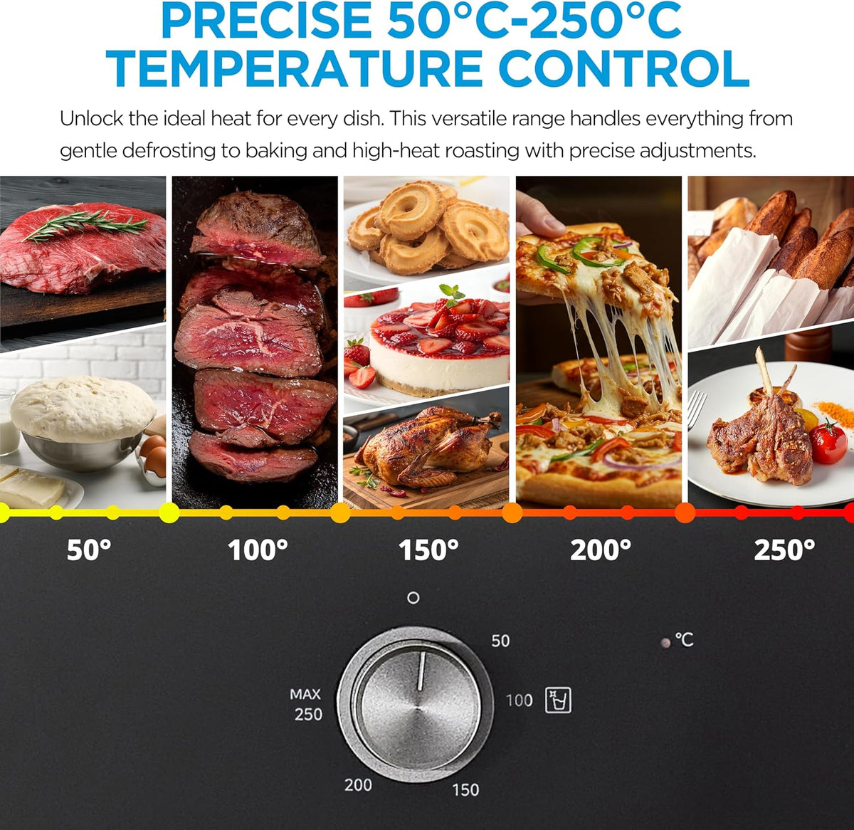 Midea 71L, 60cm Wide, Single Electric Built-in Fan Oven with Air Fry, 12 Oven Functions, Aqua Clean, LED Display, Convection, ECO, MultiLevel Cooking, Color Black - MBO65M90D2-BK