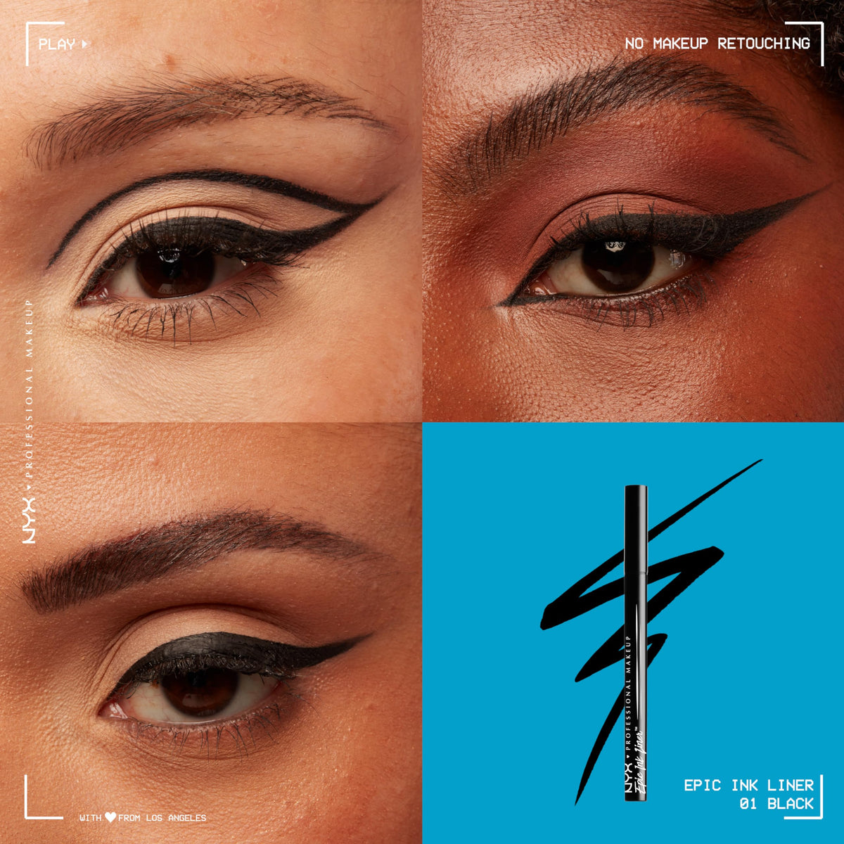 NYX Professional Makeup Eye Liner, Epic Ink Waterproof Liner, Black