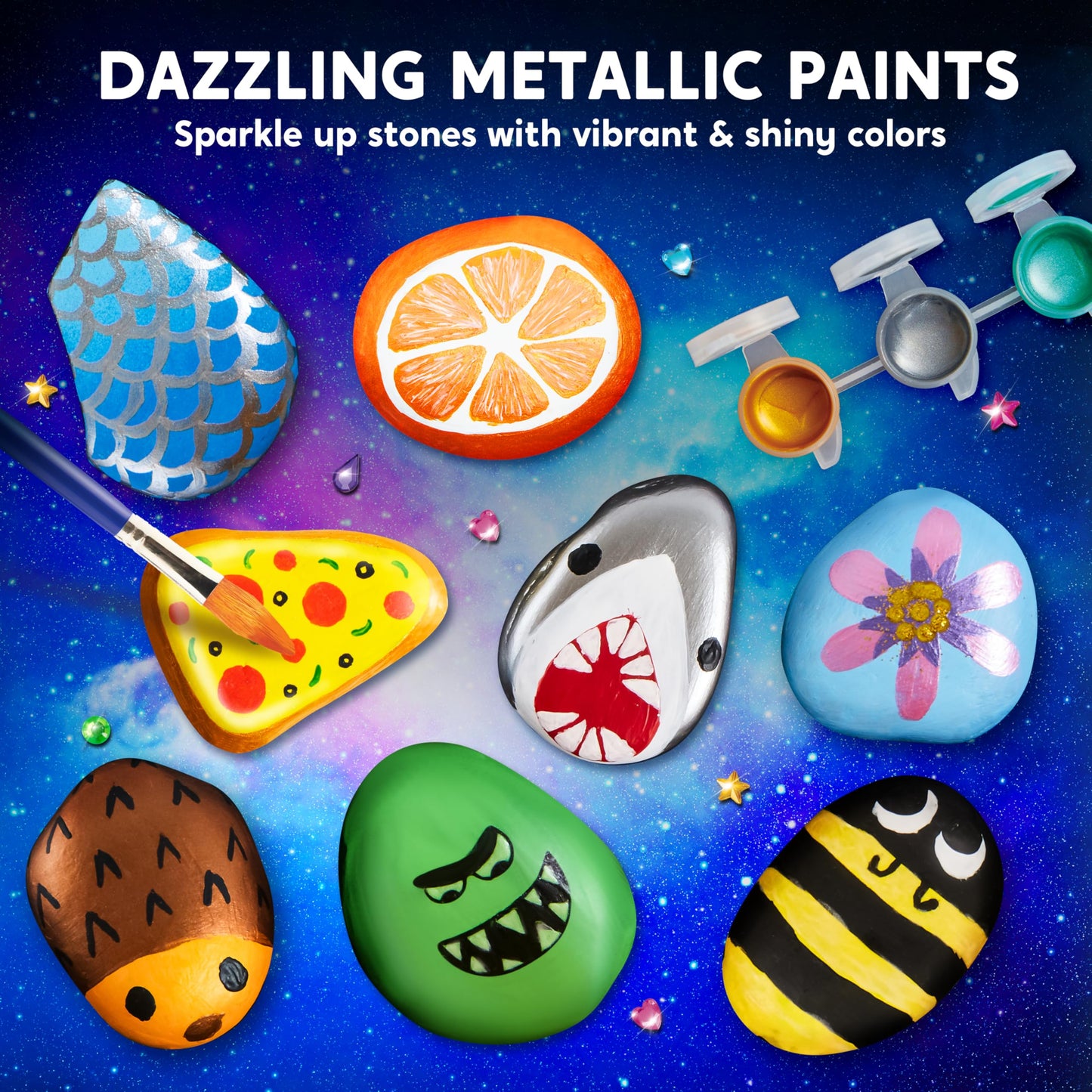 JOYIN Klever Kits Rock Painting Kit, Creativity Arts & Crafts, DIY Supplies,Spring Crafts for Kids,Decorate Your Own Painting Craft,Family Outdoor Indoor Activity Birthday Presents