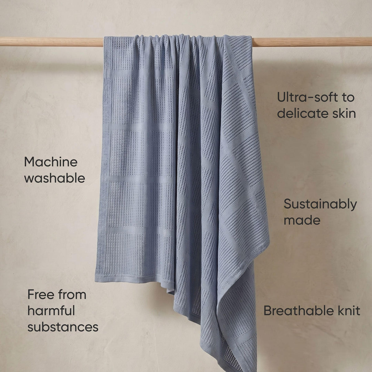 Bloomsbury Mill - Cellular Blankets Baby - 100% Organic Cotton - 2 Pack - Cloud - White - Newborn Essentials - Soft Breathable Baby Blankets for Pram, Cot, Moses Basket - 75x95cm