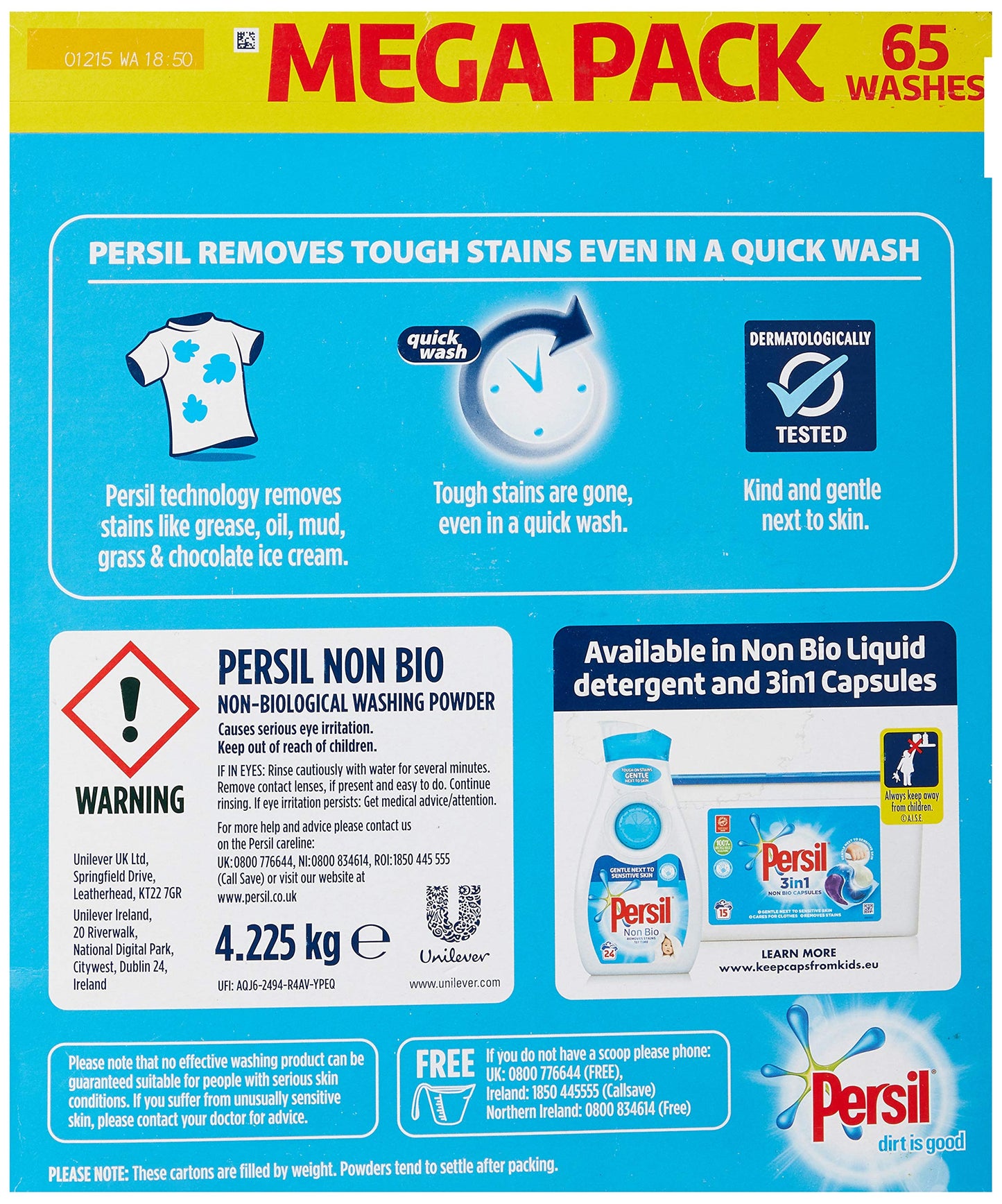 Persil Family Size Bio Washing Powder - 130 Washes - Laundry Cleaning Detergent - Cleans Tough Stains Even in a Quick Wash.