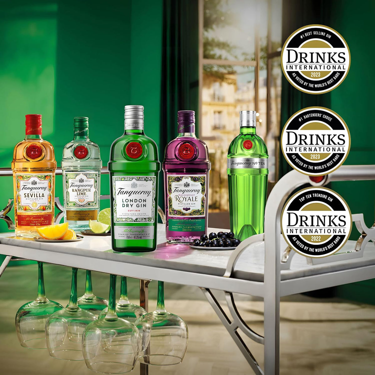 Tanqueray London Dry Gin | 41.3% vol | 1L | Award-Winning Premium Spirit | Distilled 4 Times | Made with 4 Gin Botanicals | Enjoy with Ice & Tonic