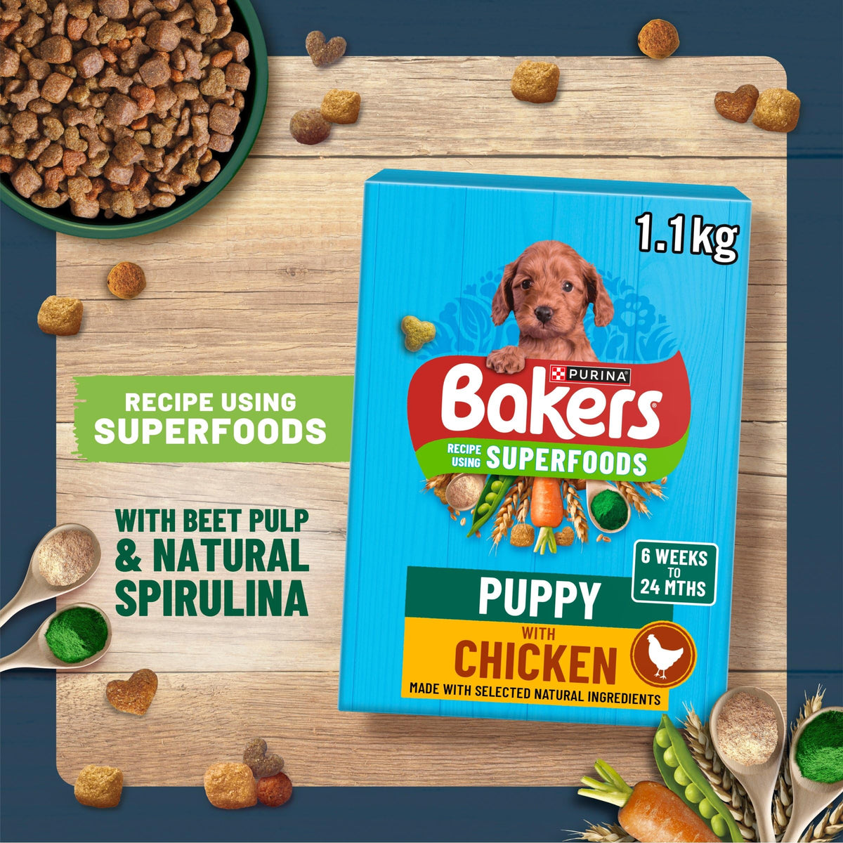 BAKERS Superfoods Small Dog Adult Dry Dog Food Chicken 1.1kg (Pack of 5)