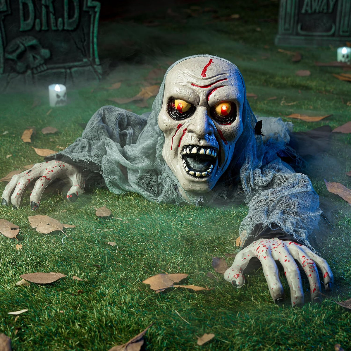 JOYIN Halloween Light-Up Zombie Groundbreaker Animated with Bloodstain and Creepy Sound for Outdoor, Lawn, Yard, Patio Decoration, Haunted House Decorations