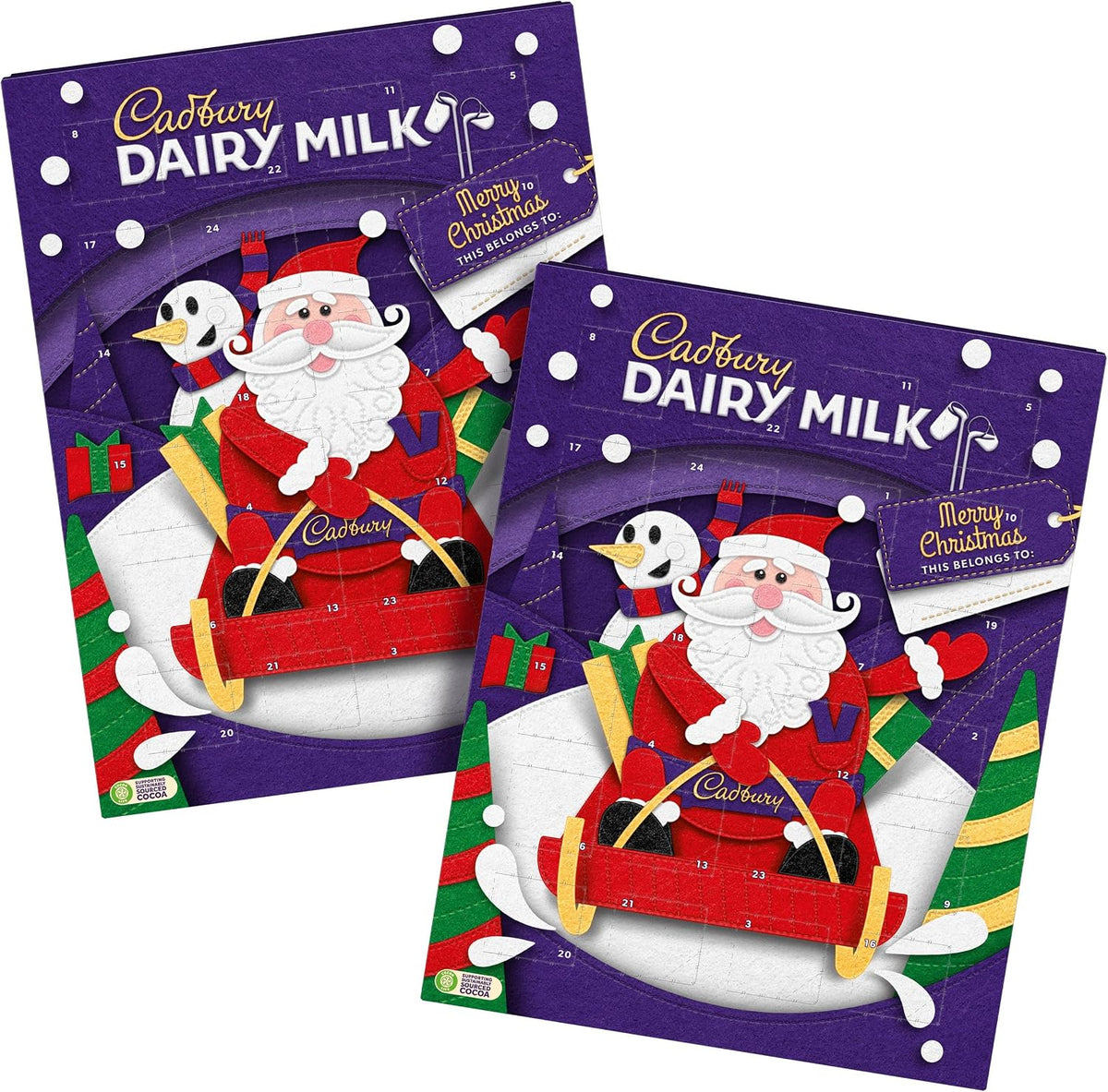 Cadbury Dairy Milk Chocolate Advent Calendar 90g Bundle of 2 - By Cadbury Gifts Direct