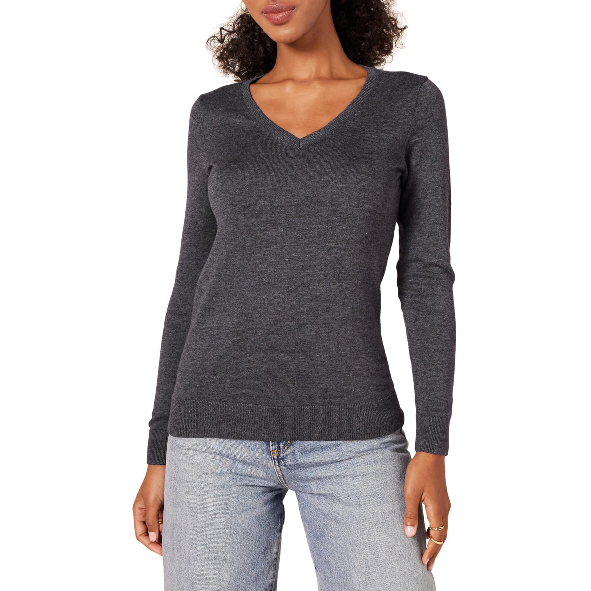 Amazon Essentials Women's Regular-Fit Lightweight Long-Sleeve V-Neck Jumper