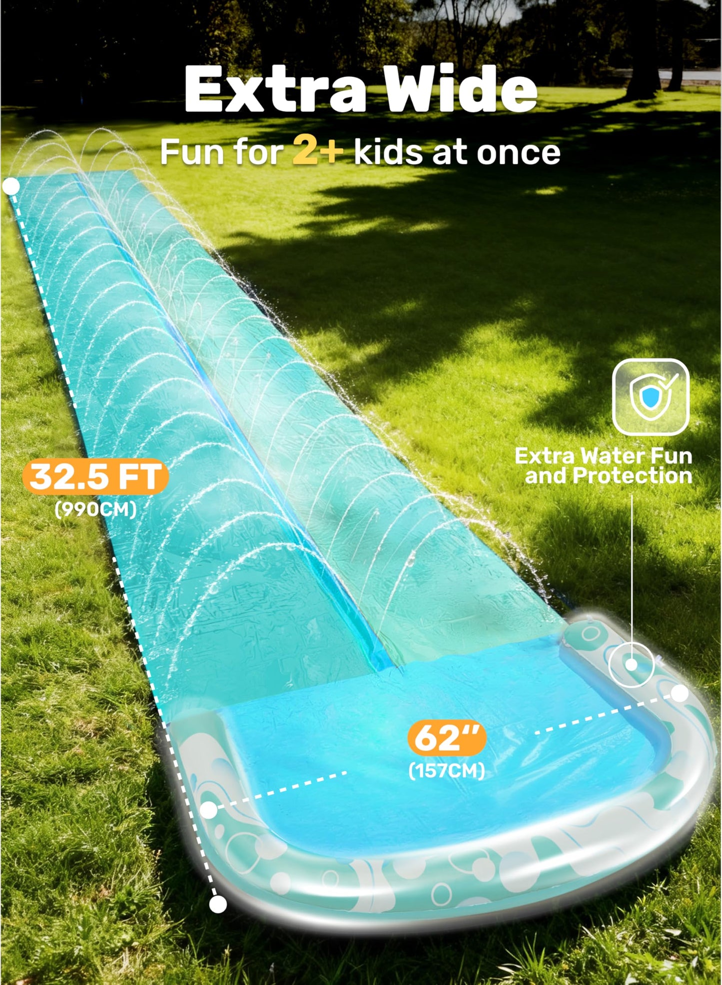 JOYIN 685cm Water Slides and 2 Bodyboards, Lawn Waterslides Summer Water Toy with Build in Sprinkler for Backyard Outdoor Water Fun for Kids Adults