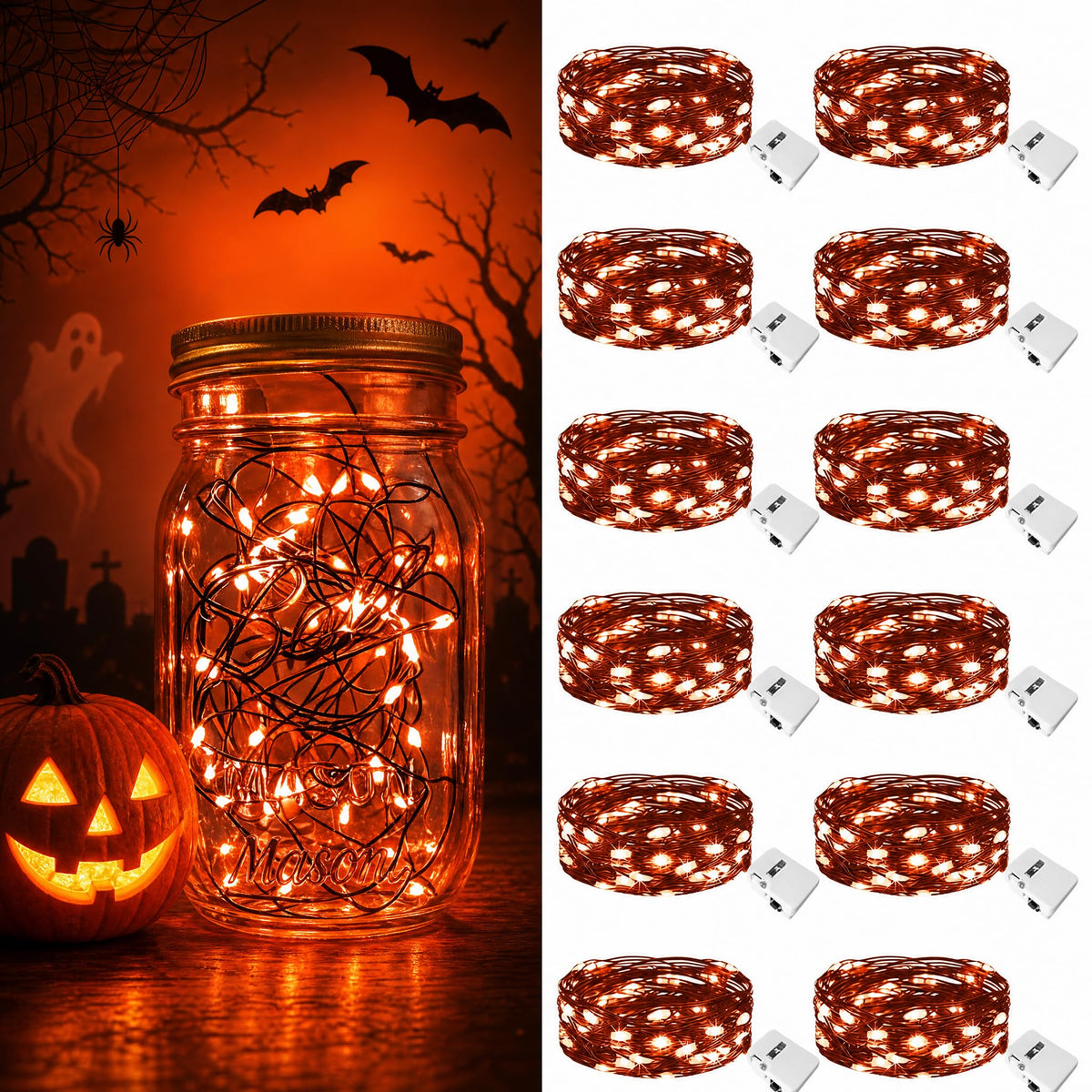 btfarm 12 Pack 3 Modes Fairy Lights Battery Operated, 2M 20LED String Light