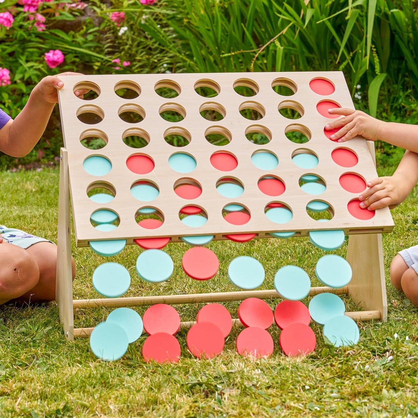 TP Toys Giant Wooden 4 in a Row Outdoor Garden Game for Kids Ages 3+ Fun 1-4 Player Giant Connect 4 Game for Indoor or Outdoor Play