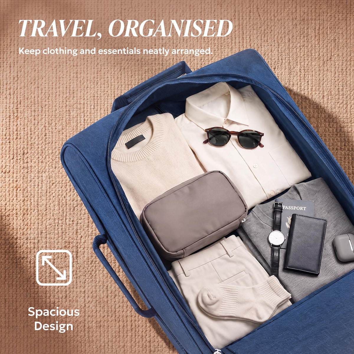 LUGG Lightweight Cabin Luggage, 600D Polyester, Solid Wheels, 45x36x20cm