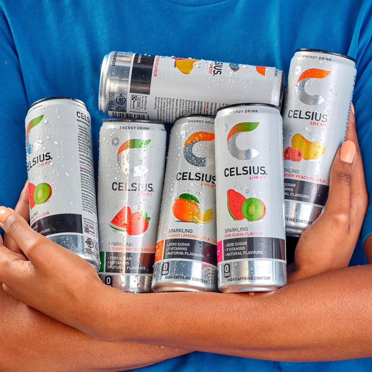 CELSIUS Energy Drink, Sparkling Mango Lemonade, Natural Flavours. No Artificial Colours, Sugar Free Energy Drinks, 355 mL, 4-Pack