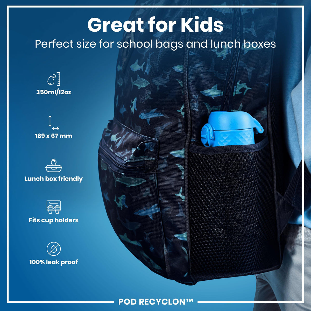 ION8 Kids Water Bottle, 350 ml/12 oz, Leak Proof, Easy to Open, Secure Lock, Dishwasher Safe, Carry Handle, Hygienic Flip Cover, Easy Clean, Odour Free, Rose Pink