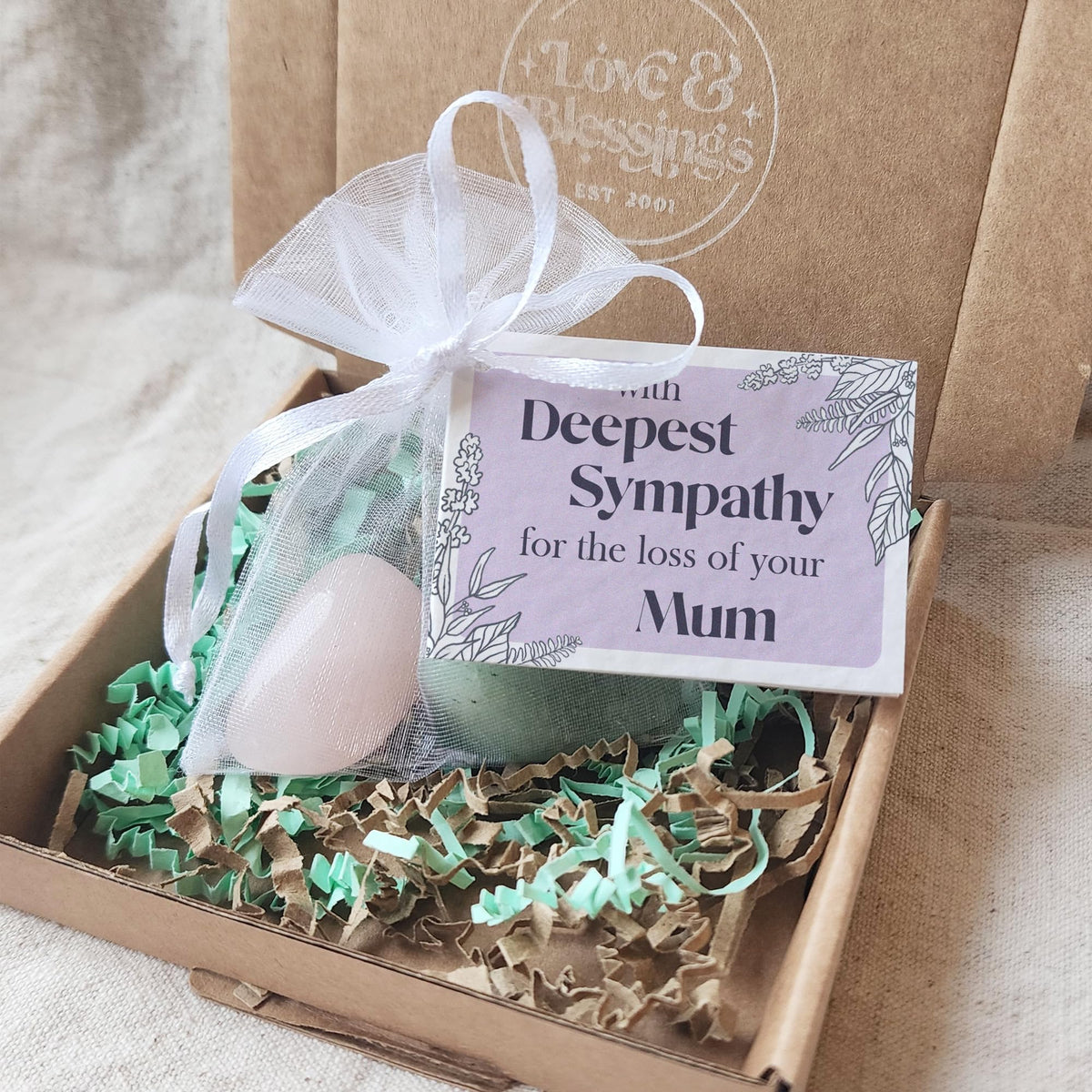 Loss of Nan - Deepest Sympathy gemstone gift bag with mini card
