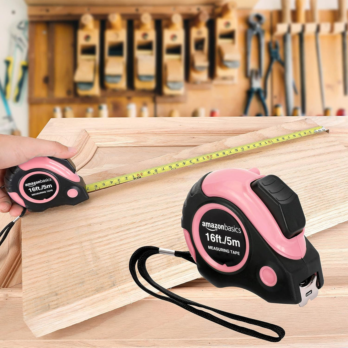 Amazon Basics Tape Measure - 4.8 m, Pink