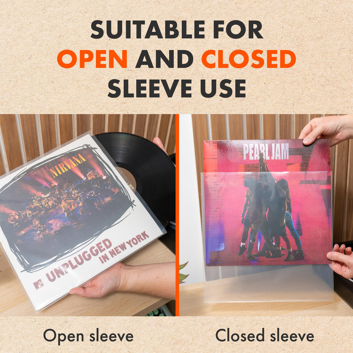 SPINCARE 50x 12 Inch Density UV Protection Outer Vinyl Record Sleeves