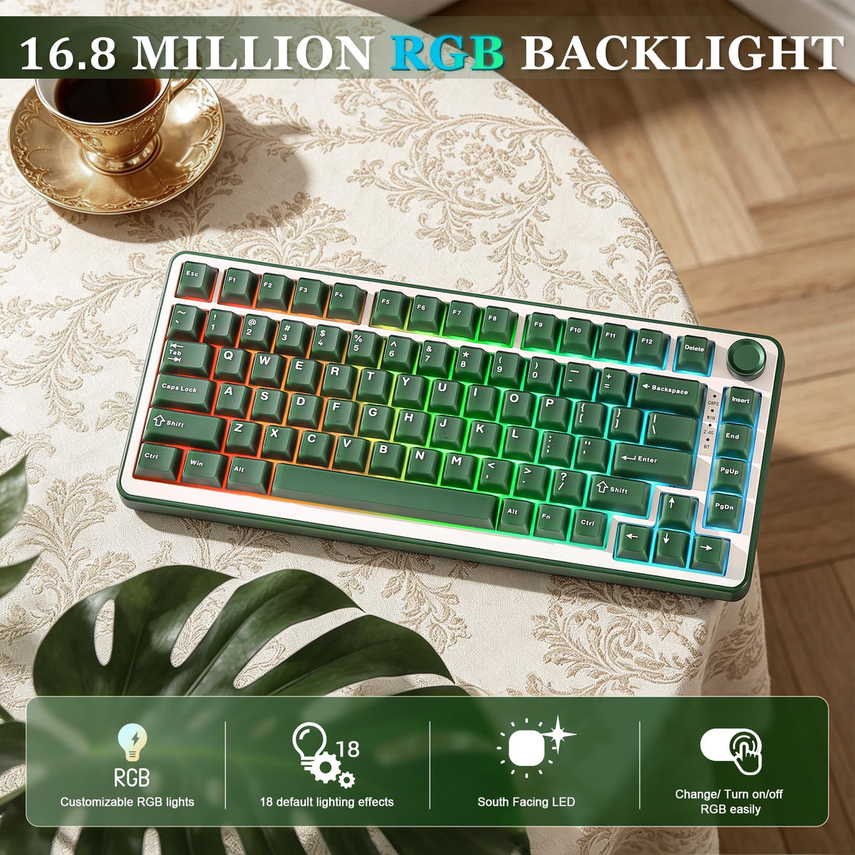 YUNZII B75 PRO 75% Wireless Mechanical Keyboard (Black Heart,Cocoa Switch)