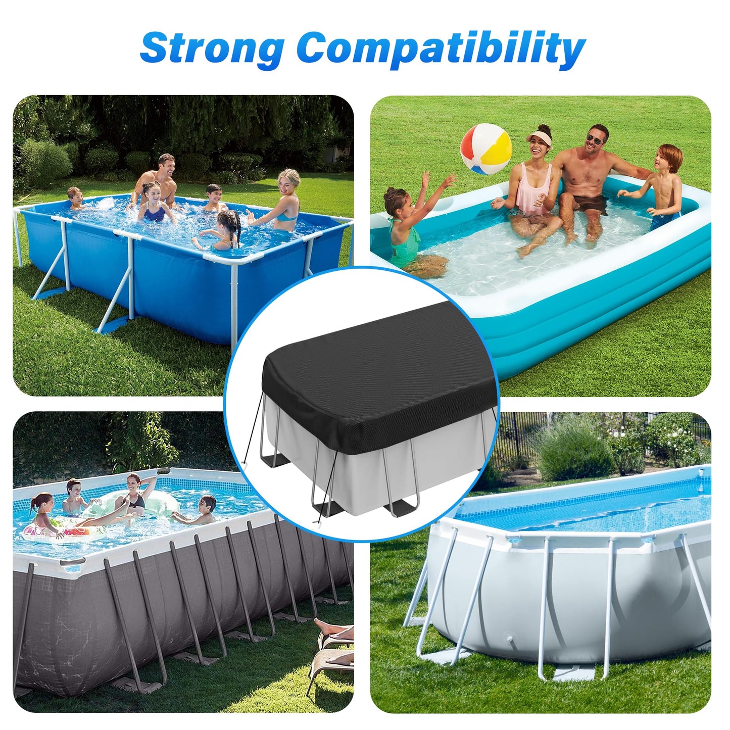 Round Pool Cover for above ground Swimming pools, Heavy Duty Oxford Fabric, Tear Resistant, Ideal for Circle & Round-shaped Pool, Waterproof and Dustproof (12FT, Black)