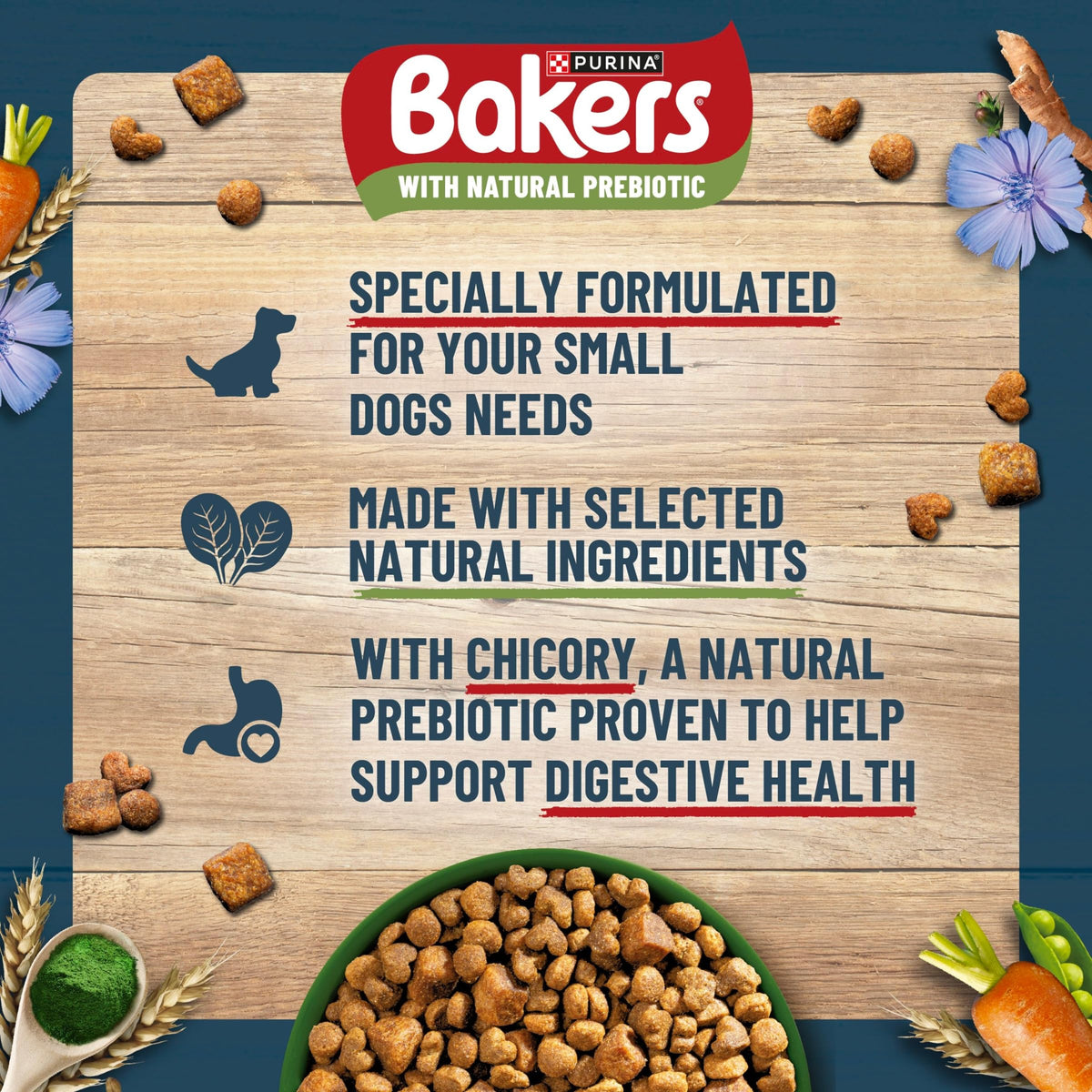 BAKERS Superfoods Small Dog Adult Dry Dog Food Chicken 1.1kg (Pack of 5)