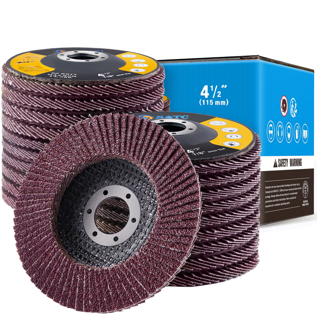 SATC Flap Discs 115mm 10 Pack Grinding Discs 120 Grit for Angle Grinder to Sanding Grinding Metal Wood