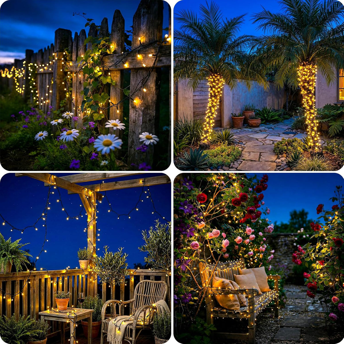 Solar Lights Outdoor Garden String, 6M/20FT 60 LED Solar Fairy Light