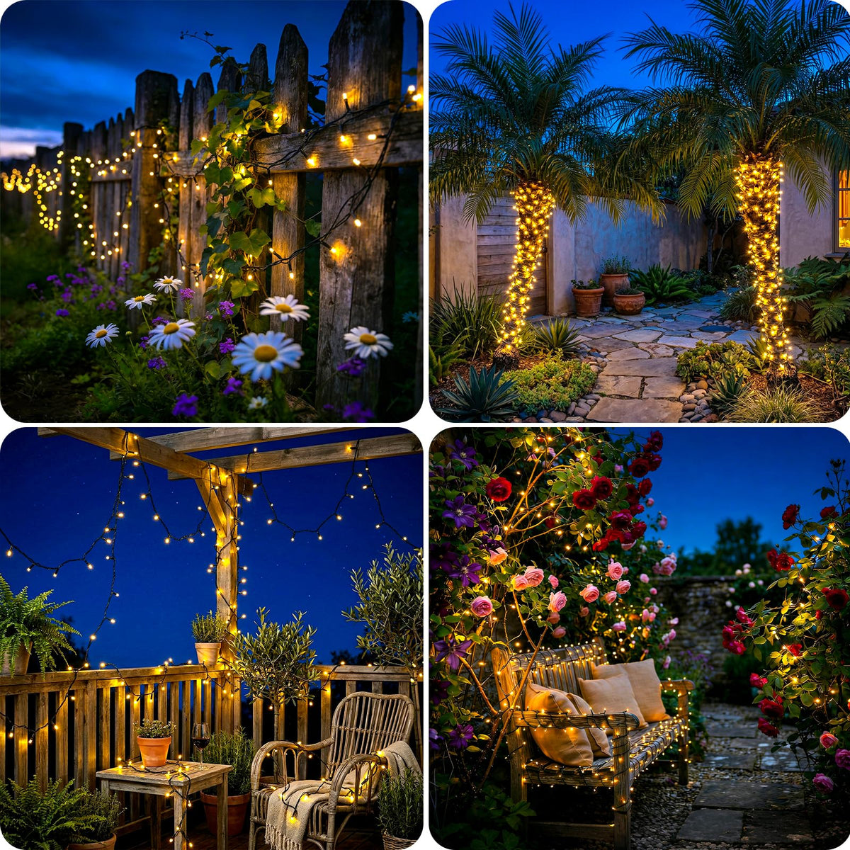 Solar Lights Outdoor Garden String, 6M/20FT 60 LED Solar Fairy Light