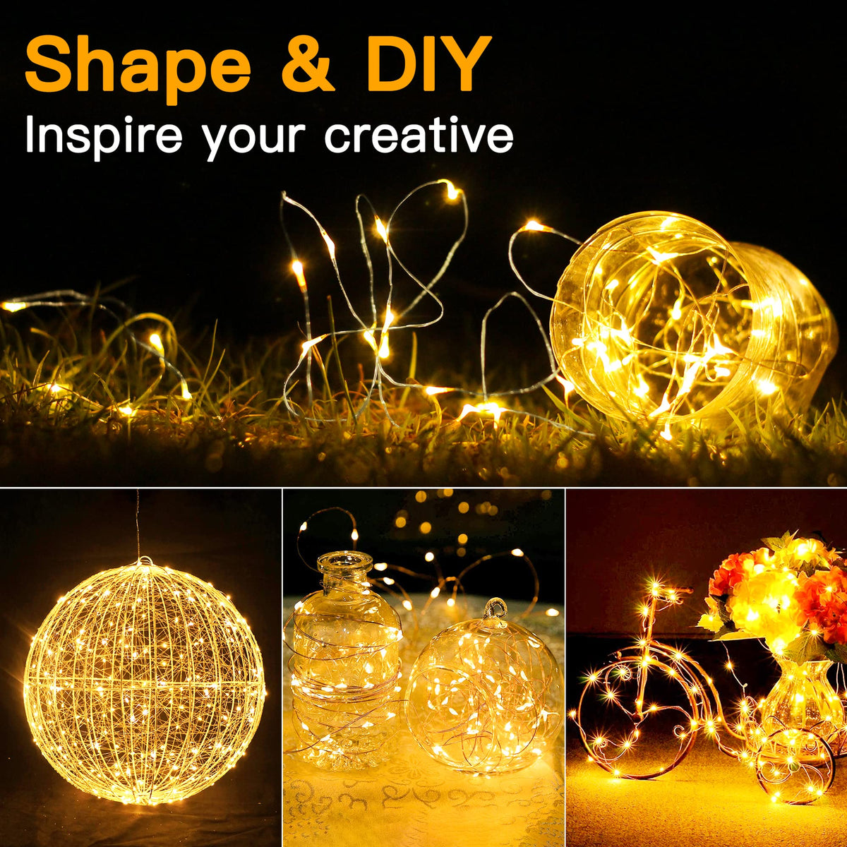 Ollny 10m 100LED Red Fairy Lights Battery Operated,Copper Wire String Light