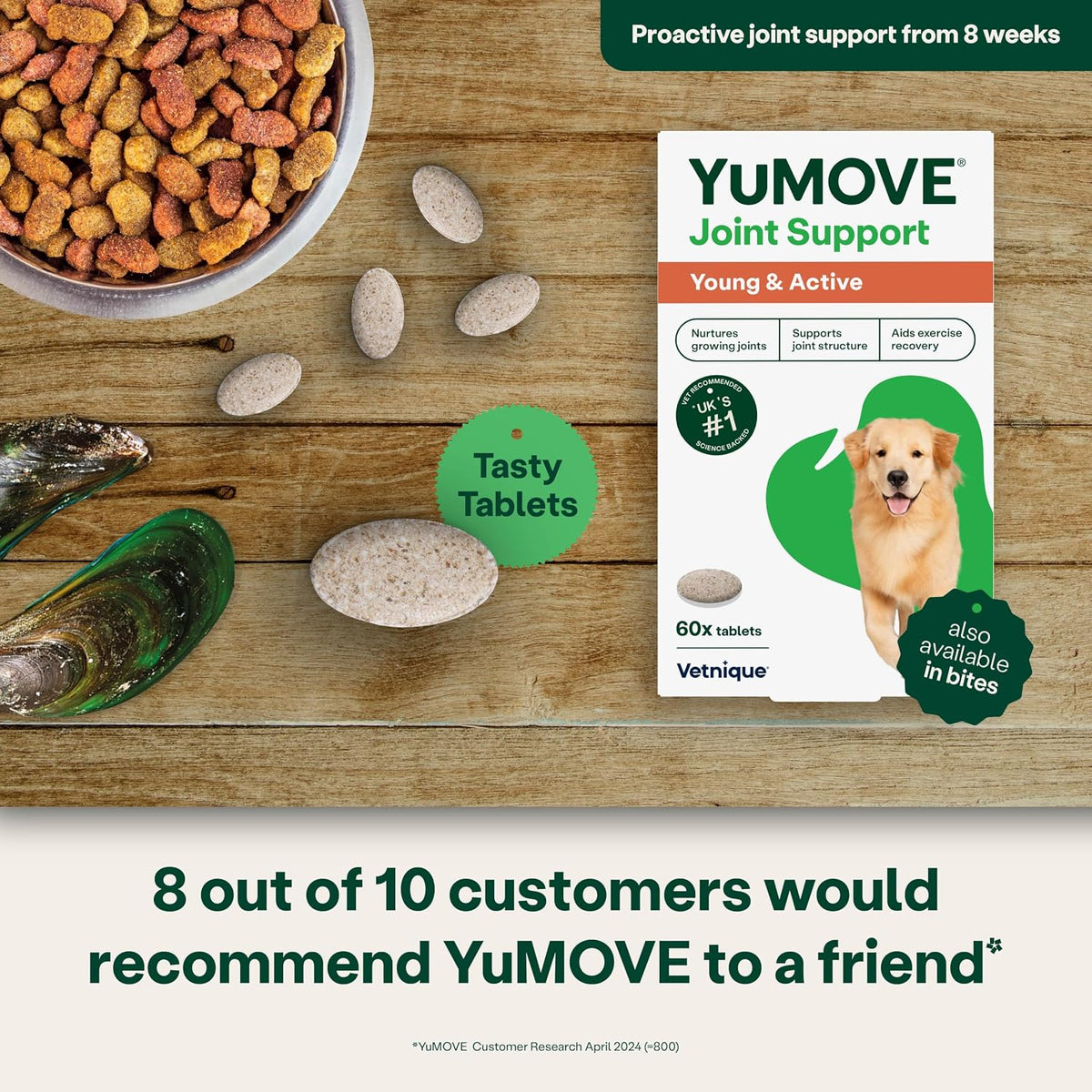 YuMOVE Young and Active Dog | Joint Supplement for Dogs to Support Active and Growing Joints Aged Under 6 | 60 Tablets Clear