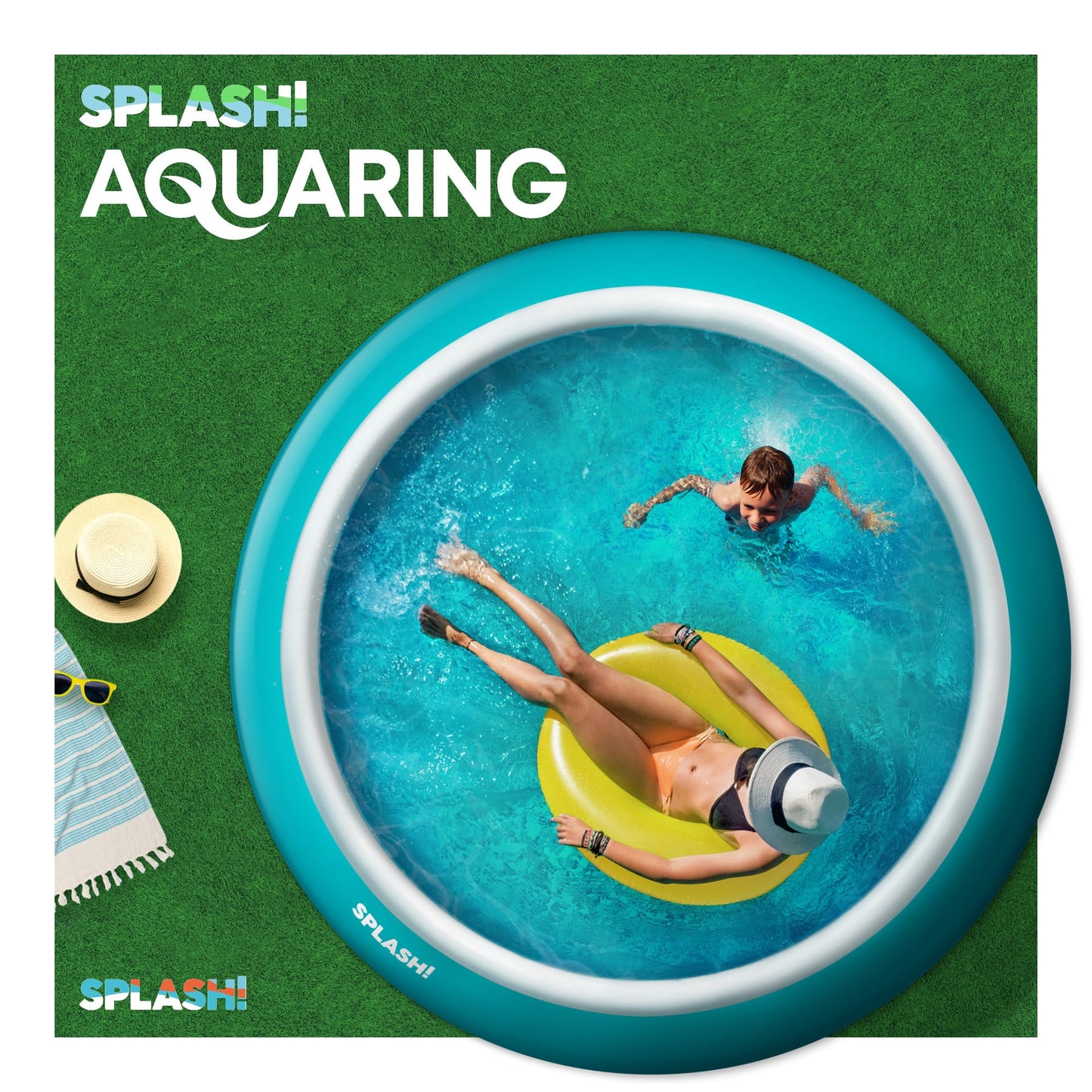 SPLASH! 6ft Inflatable Swimming Pool - Quick Set Inflatable Pool Garden with Double Vinyl Wall, Hose Adaptor, Safety Valve & Repair Patches - Outdoor Paddling Pool for Kids and Adults