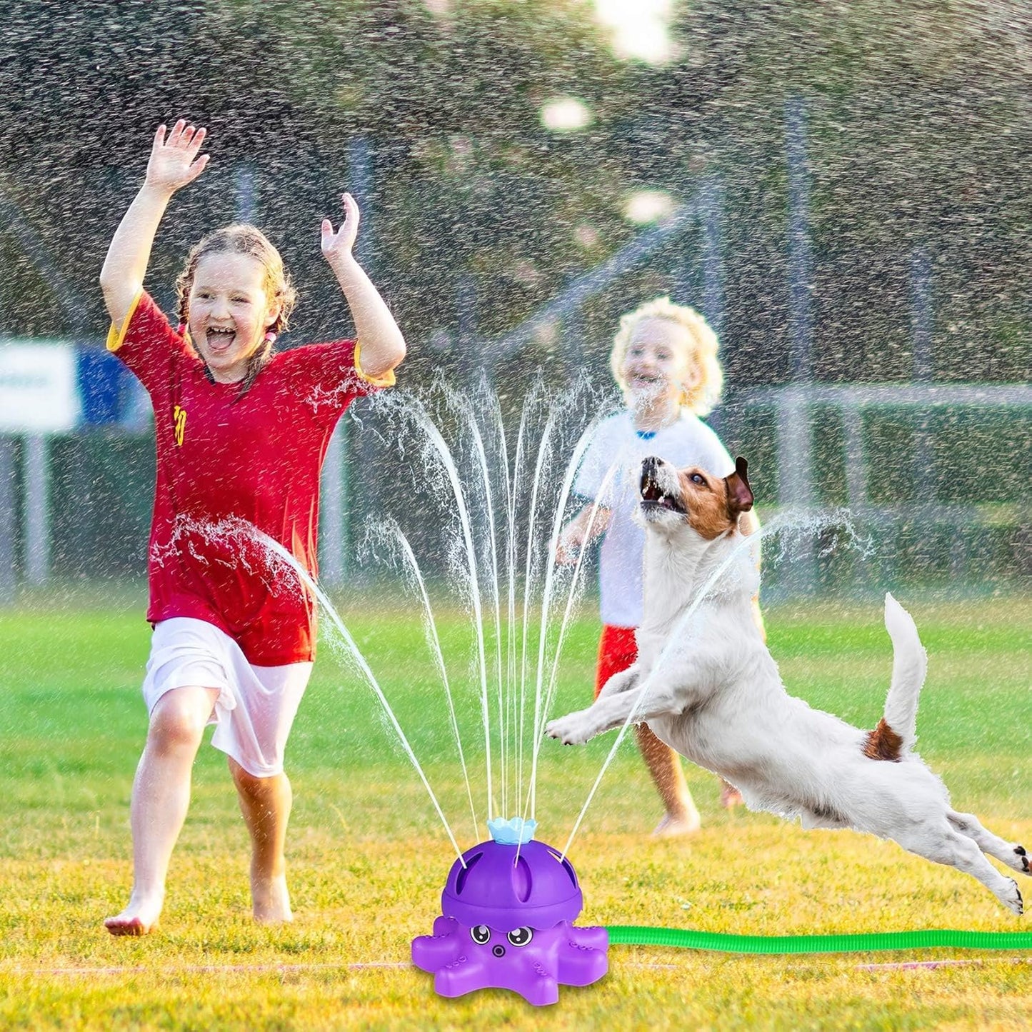 Outdoor Toys for Boy Girls, Water Spray Sprinkler for Kids Toddlers, Garden Spinning Sprinkler Toys, 2 Hose Adapters for Water Fun, 360° Water Spray, Summer Toys for 3 4 5 6+ Year Old, Fits All Hoses