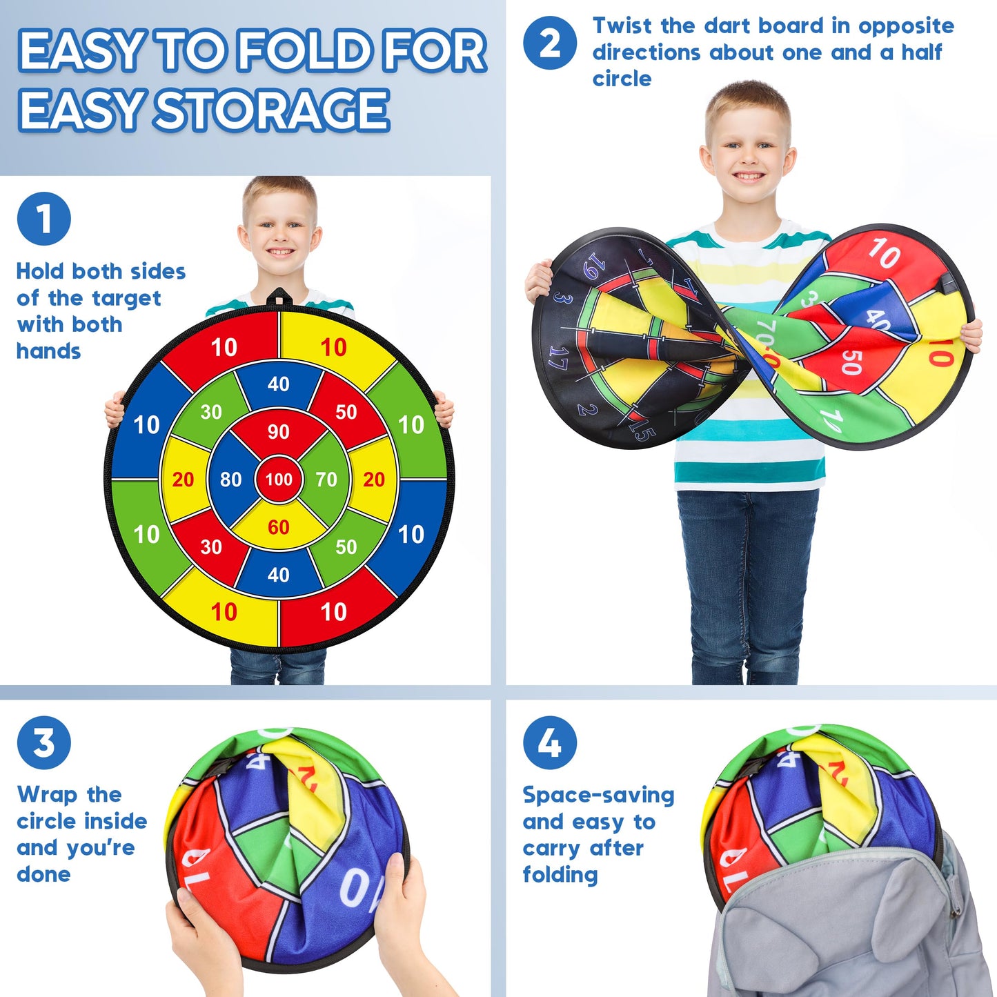 Kids Dart Board Set,Double Sided Dart Board,12 Sticky Balls,6 Darts,Indoor & Outdoor Party Games Toys Gifts for 3 4 5 6 7 8 9 10 11 12+ Year Old Boys Girls Adult