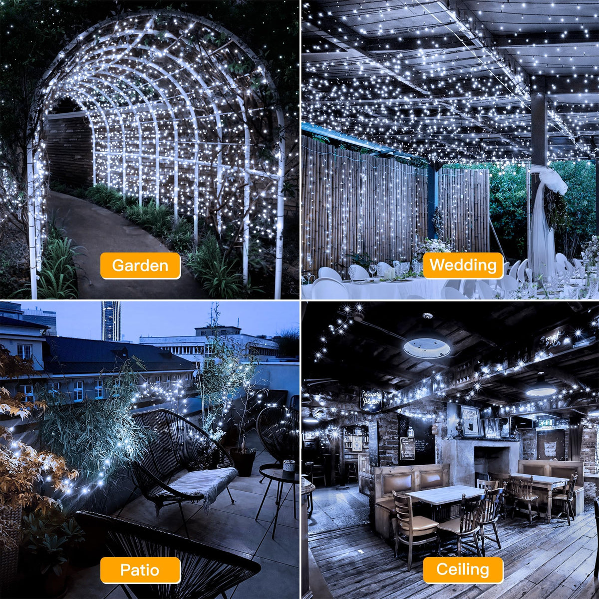 Ollny Smart Outdoor Fairy Lights, 20m 200 LEDs, RGB+W, App Control