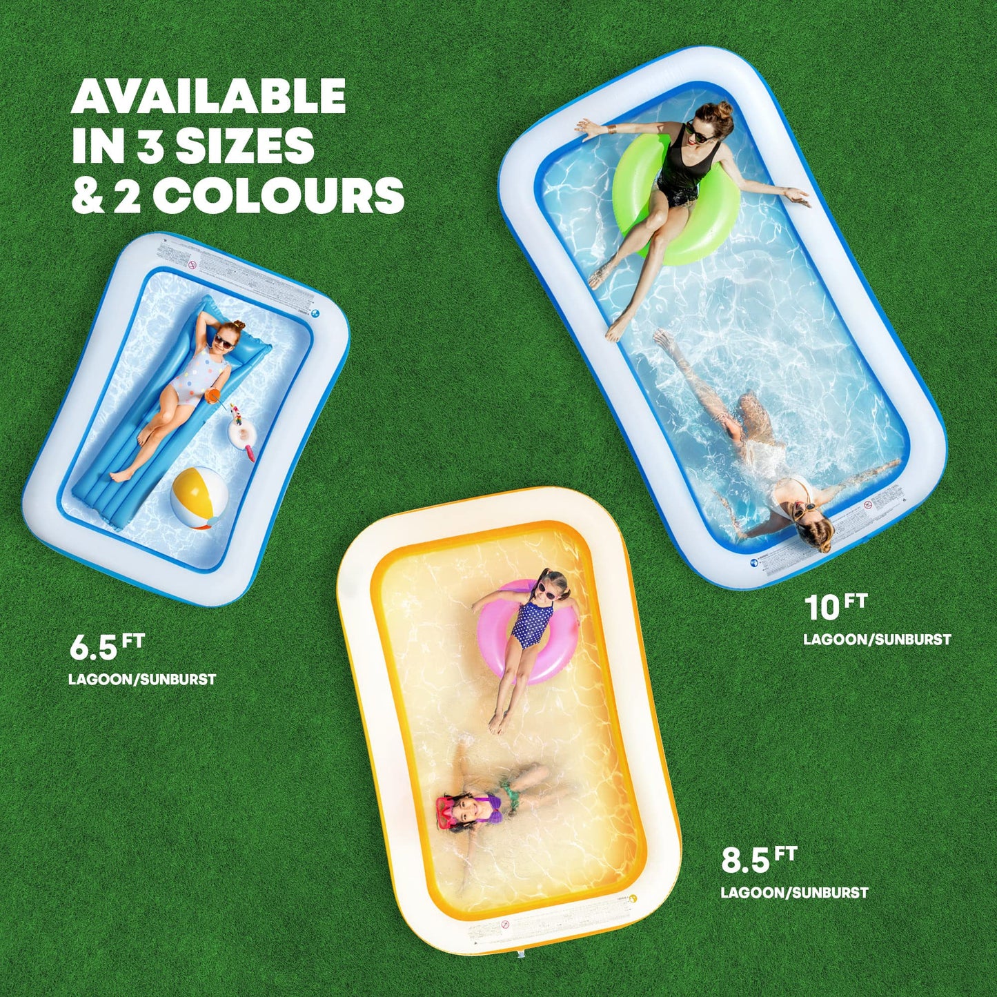 SPLASH! 8.5ft Rectangular Inflatable Swimming Pool — 780 Litre Capacity