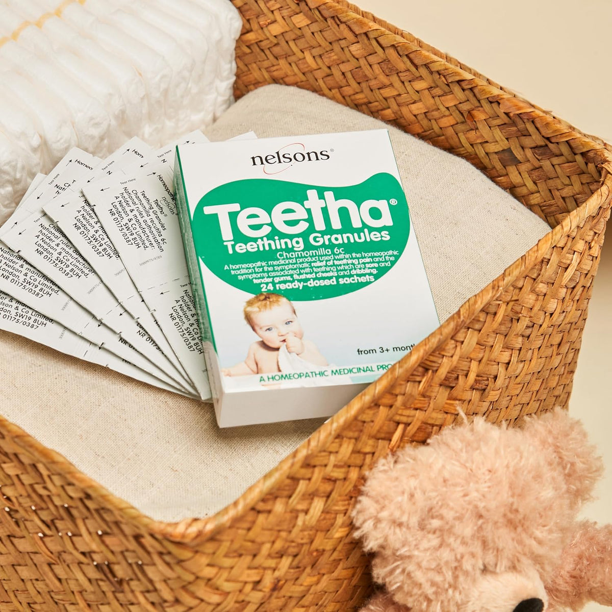 Teetha Baby Teething Granules (40 Sachets) 3+ Months, Homeopathic Relief For Soothing & Calming Teething Symptoms, Baby Teething Ready-Dosed Sachets