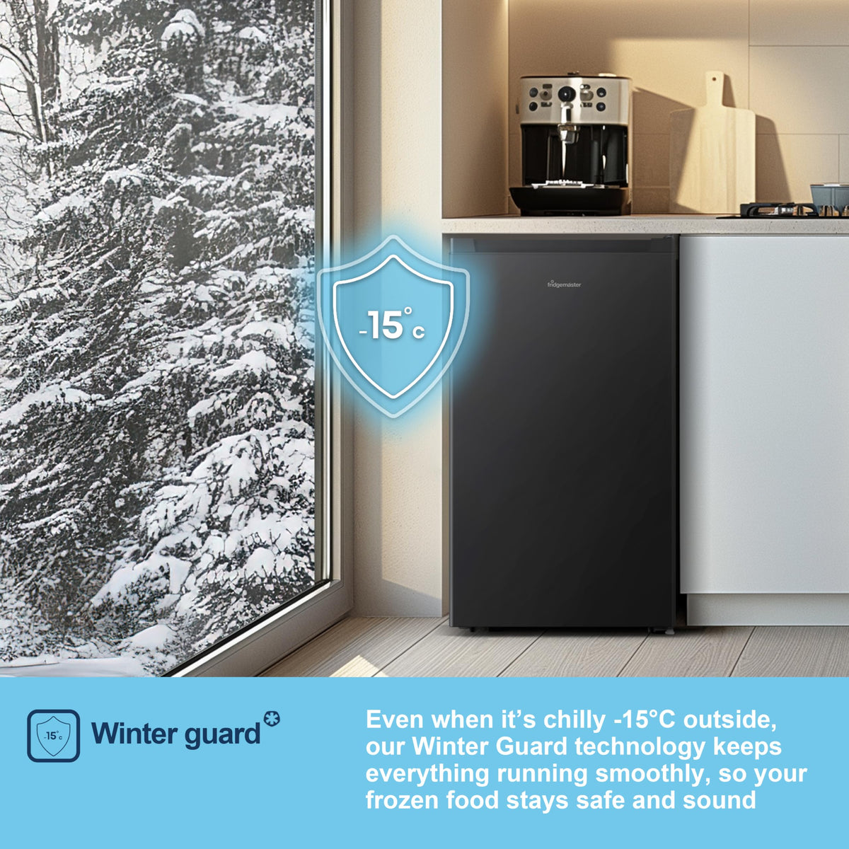Fridgemaster 45L Table Top Mini Fridge MUR4545, 45cm Compact Refrigerator with Adjustable Thermostat, Reversible Door, 39dB Low Noise, White, Energy Class E