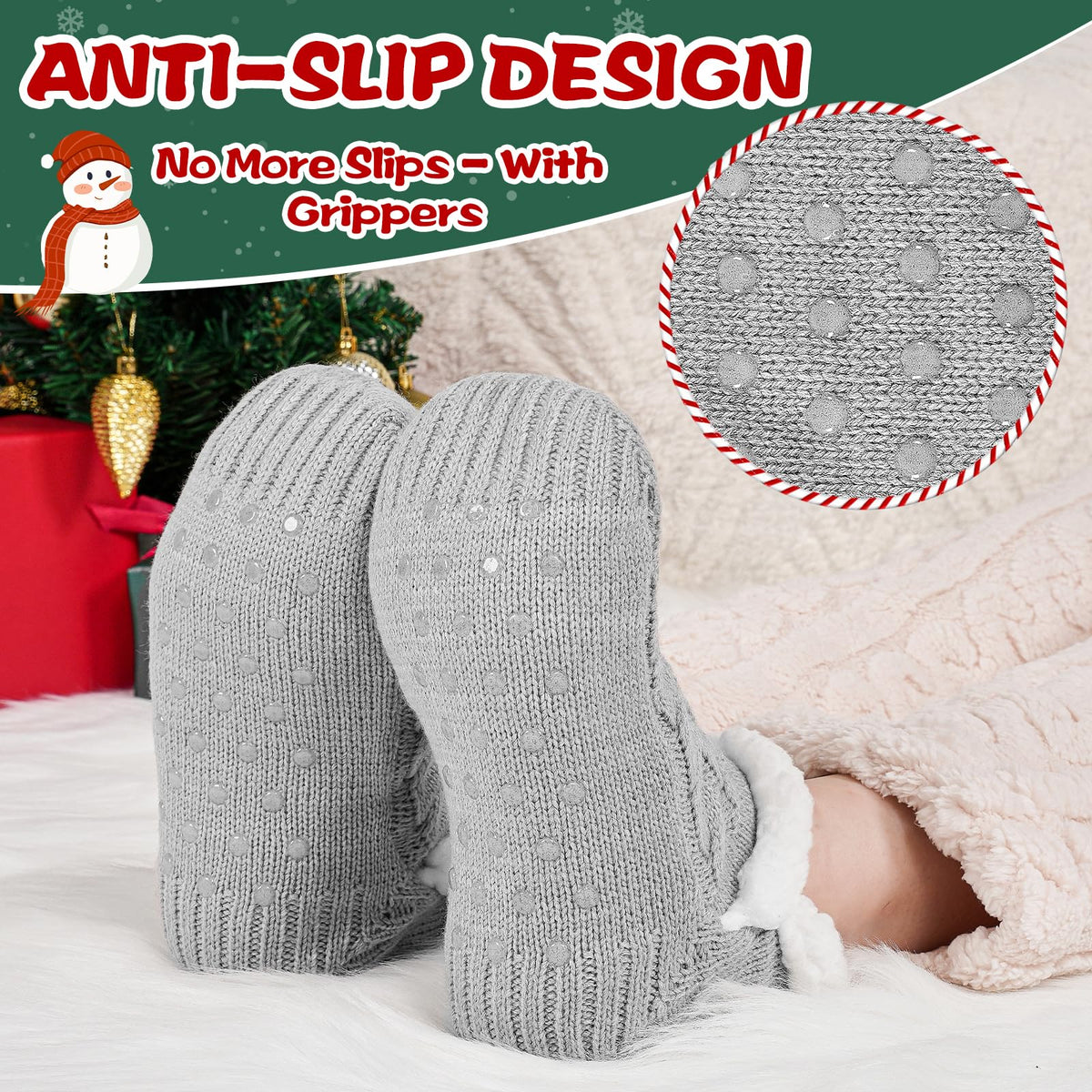 Niorasen Fluffy Slipper Socks Women Men, Winter Gift for Her, UK 4-9