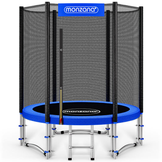 MONZANA 10ft Round Garden Trampoline with Safety Net, Ladder & Anchor Kit — Max 150 kg