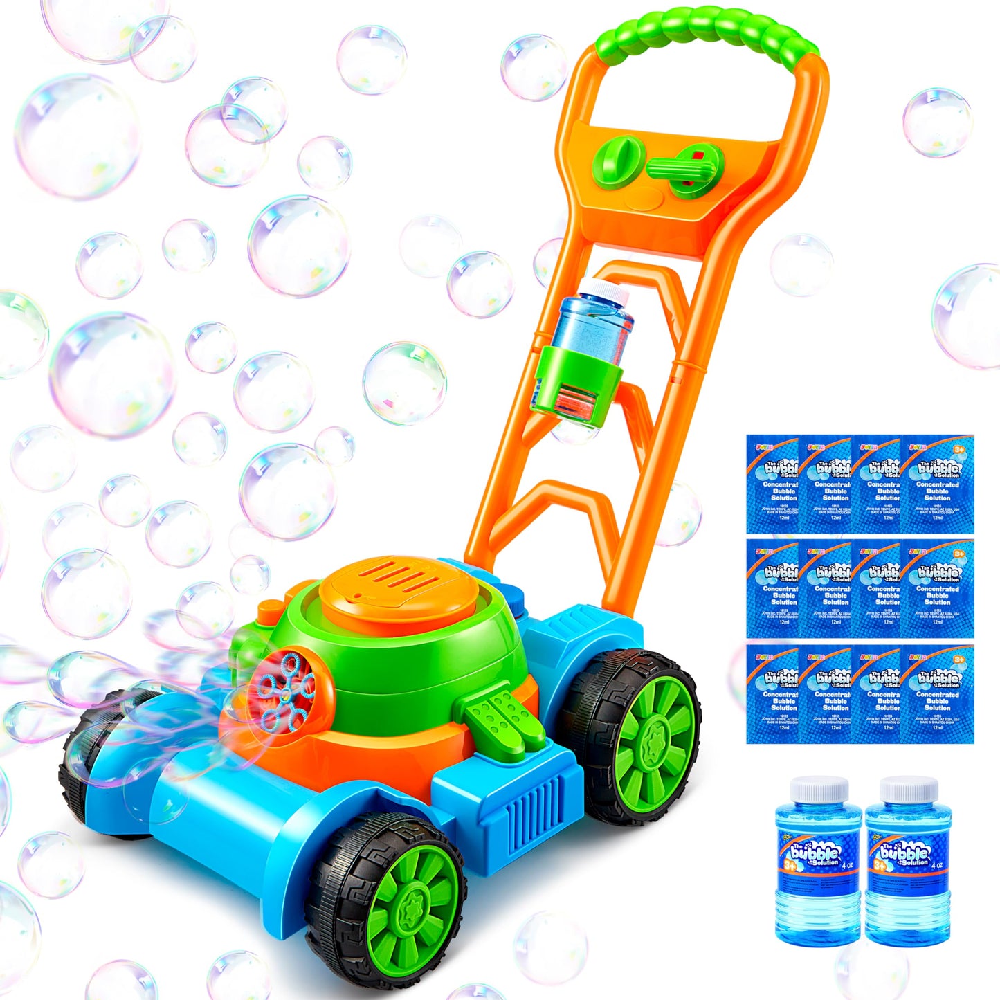 SLOOSH Bubble Lawn Mower Toddler Toys for Kids Bubble Machine Summer Outdoor Push Toy Games, Backyard Garden Outside Play Toddlers Preschool Boys Girls Birthday Gifts (Blue)
