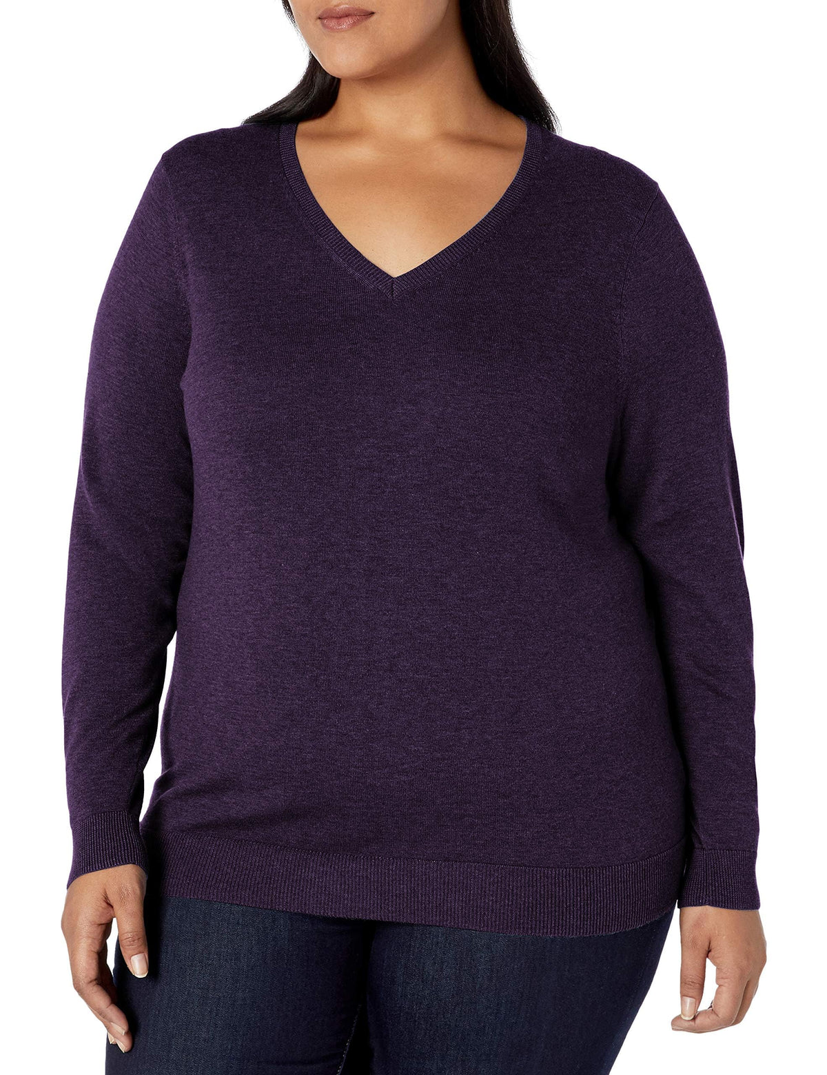 Amazon Essentials Women's Regular-Fit Lightweight Long-Sleeve V-Neck Jumper