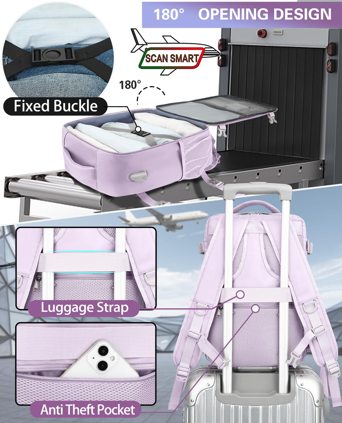 KLOSTAIN Cabin Bags 40x20x25 for Ryanair Underseat Travel Backpack Hand Luggage Carry-ons Bag Cabin Size 20L for Airplanes Flight Ruscksack Black