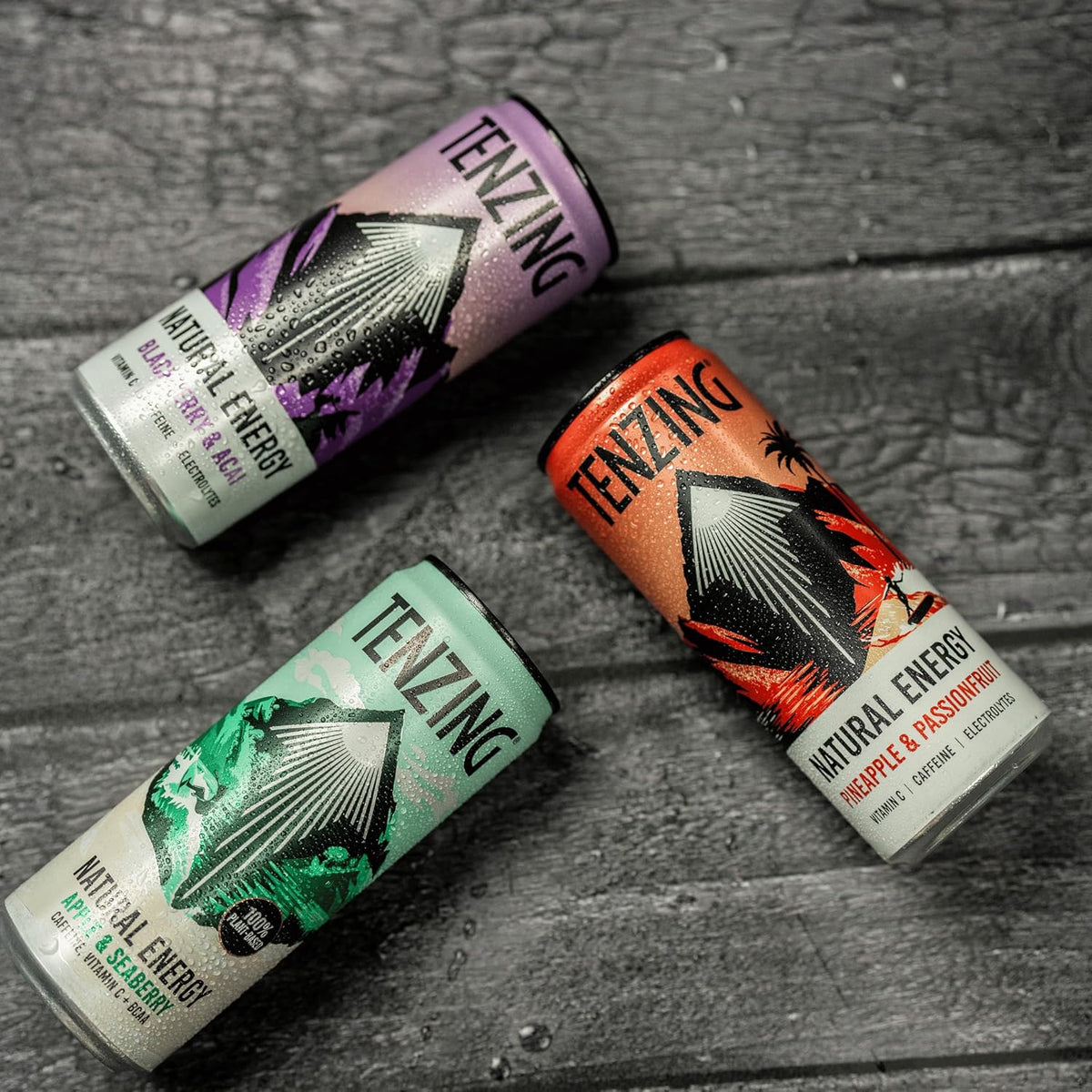 TENZING Natural Energy Drink, Plant Based, Vegan, & Gluten Free, +BCAA, Apple & Seaberry, 330ml (Pack of 12) - Packaging may vary