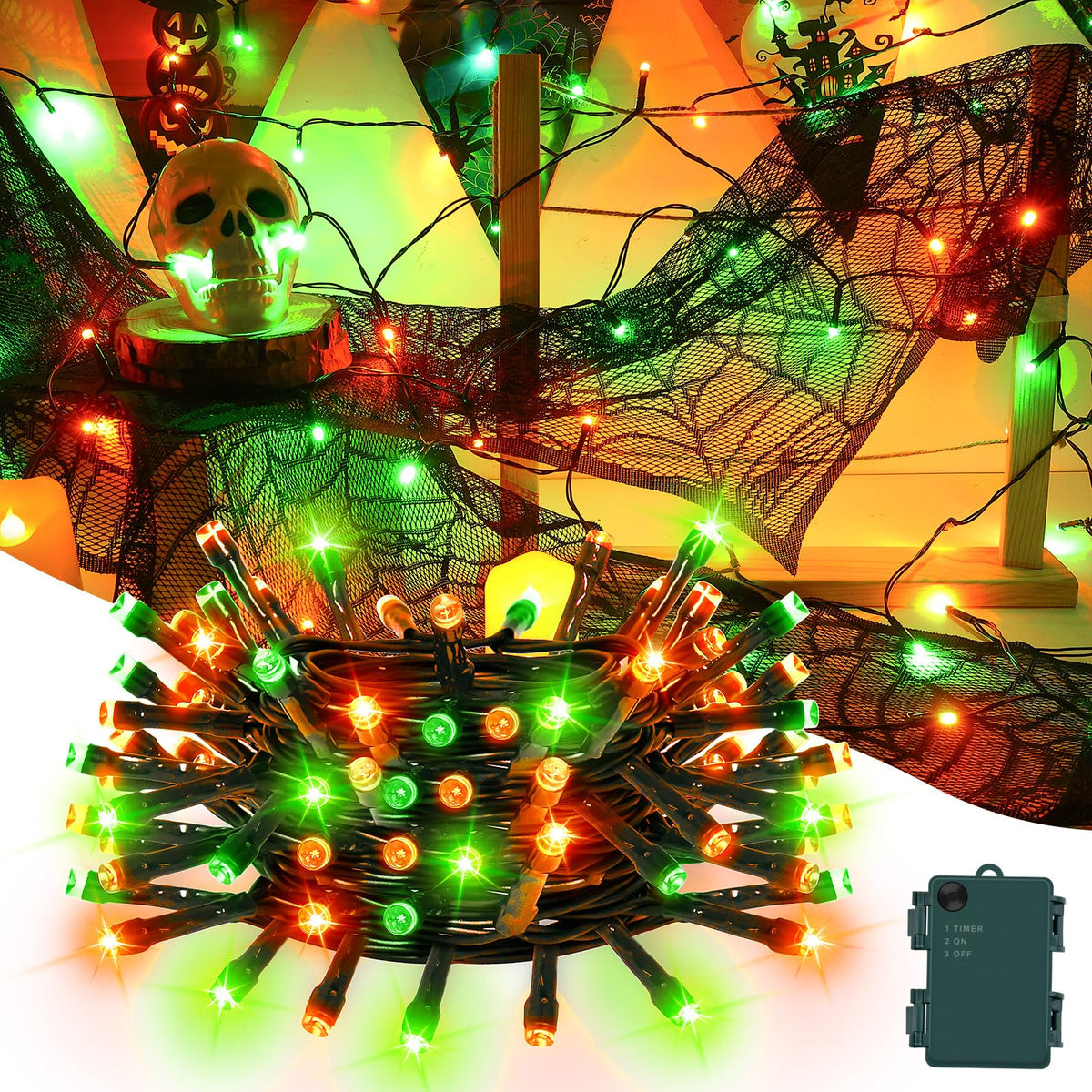 Gcstnn Battery Fairy Lights, 3M/9.8Ft 30LED Battery Powered Fairy Lights Indoor Outdoor with 6h Timer Waterproof String Lights On Green Cable,for Bedroom Christmas Tree Decorations,Garden-Cool White
