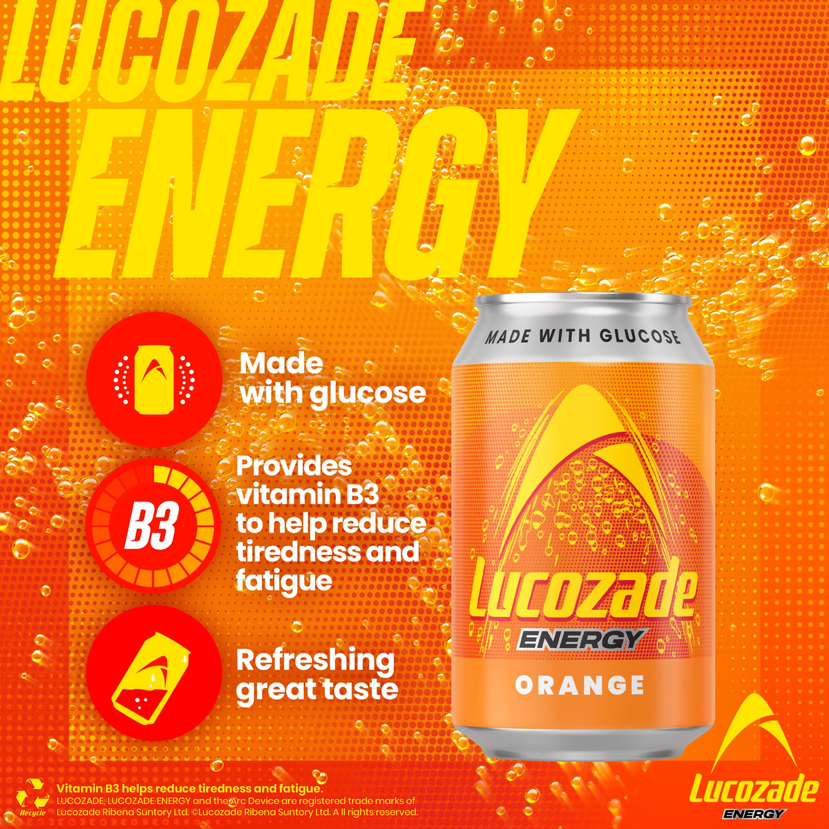Lucozade Energy Orange 330ml (Pack of 12)