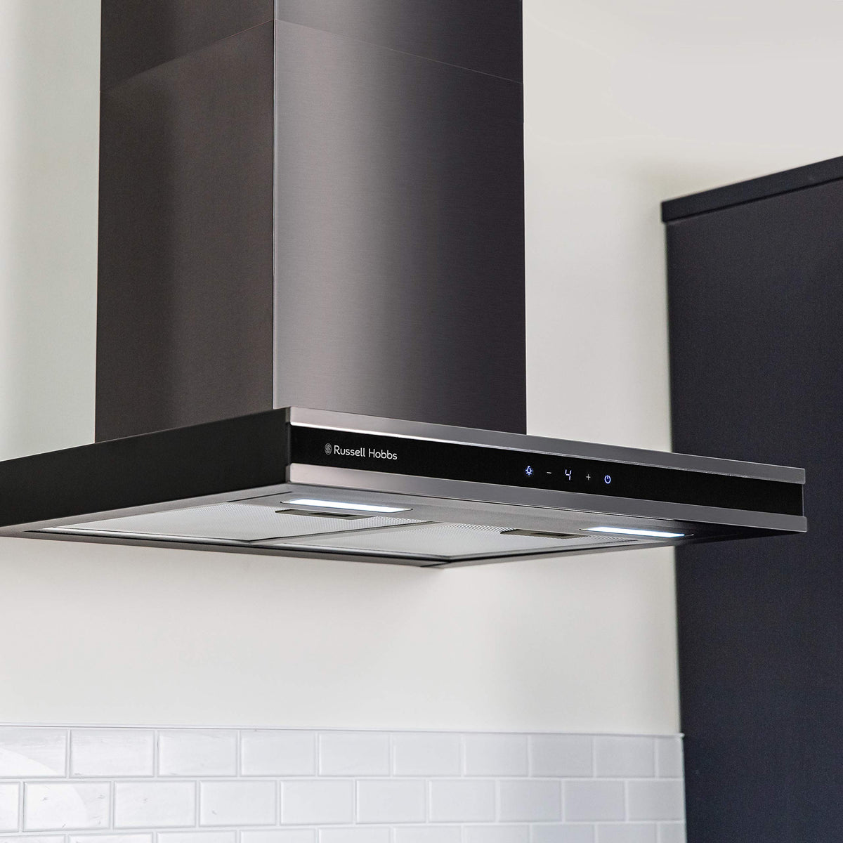 Russell Hobbs 90cm T-Shaped Cooker Hood in Stainless Steel with 3 Speed Settings, 3x Washable Aluminium Filters, Extraction or Recirculation, Boost Function, LED Lights A++ Energy Rating, RHGCH903SS
