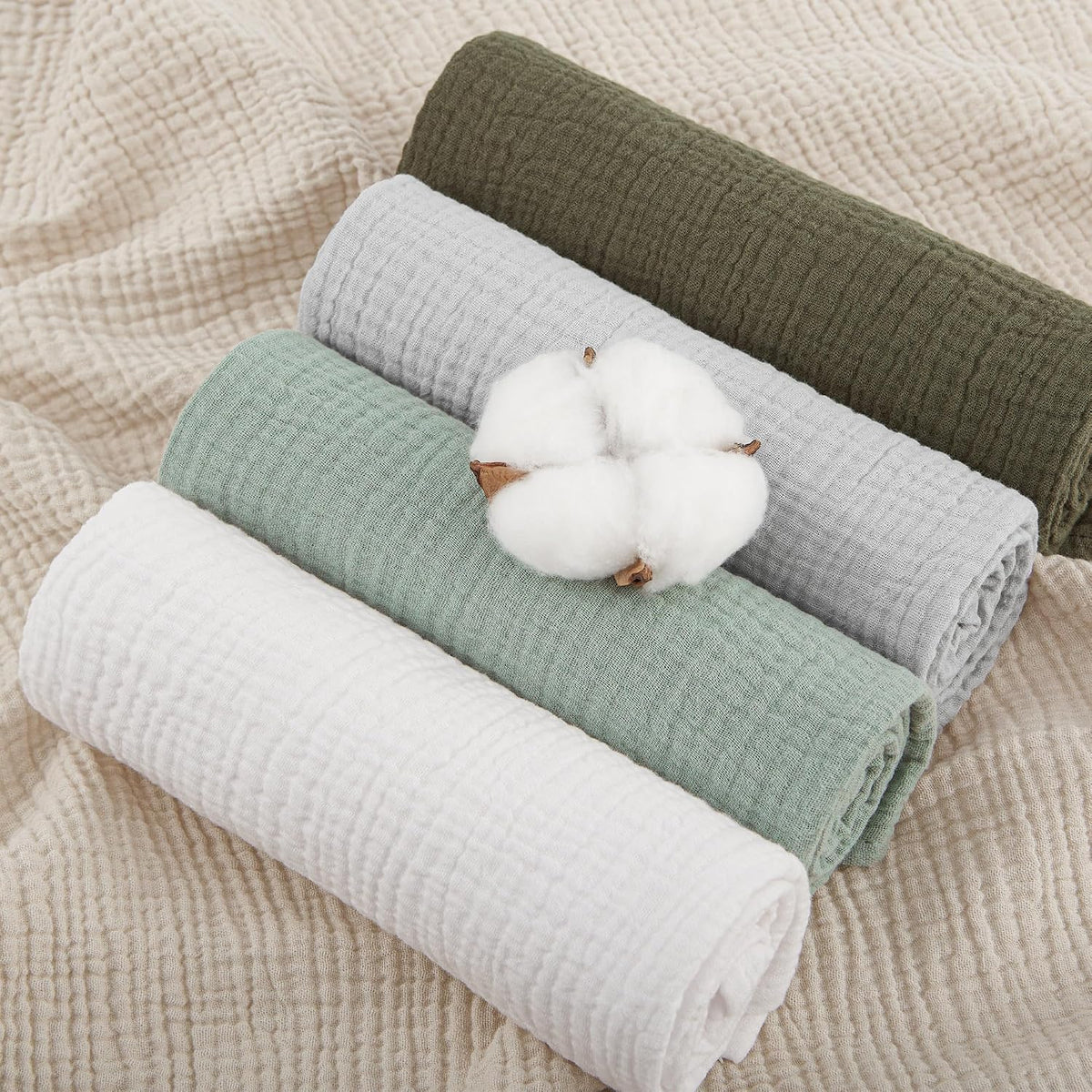 Susurration Muslin Cloths for Baby, 100% Cotton Baby Muslin Squares Cloths for Newborn Boy and Girl, Soft, Breathable and Extremely Absorbent Baby Muslin Burp Cloths, 60 x 60 cm, 5 Pack