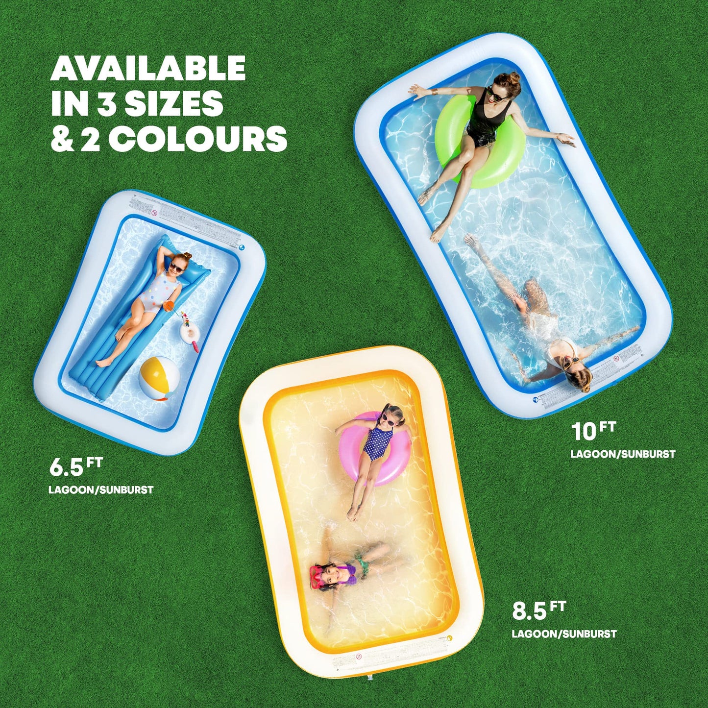 SPLASH! 8.5ft Rectangular Inflatable Swimming Pool — 780 Litre Capacity